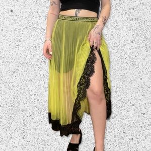 Neon yellow Armani exchange sheer skirt with black skirt underneath new w tags